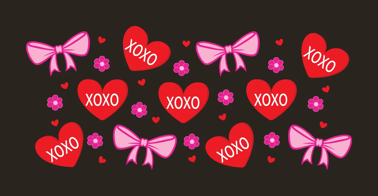 Bow Can Glass Wrap Heart And Graphic Elements hearts bows scattered contrast preview thumbnail