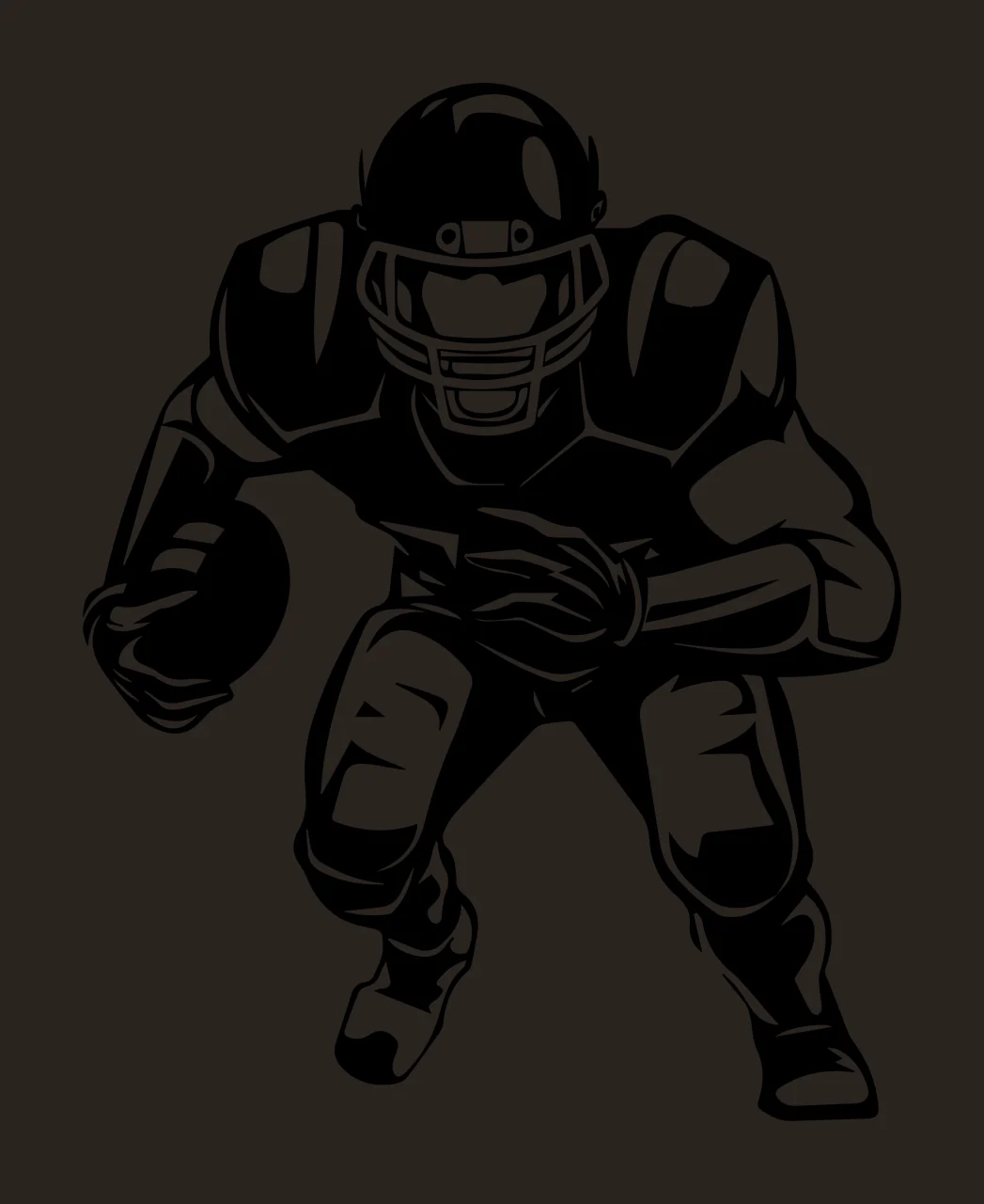 Football Player Running With Ball helmet stencil illustration contrast preview thumbnail
