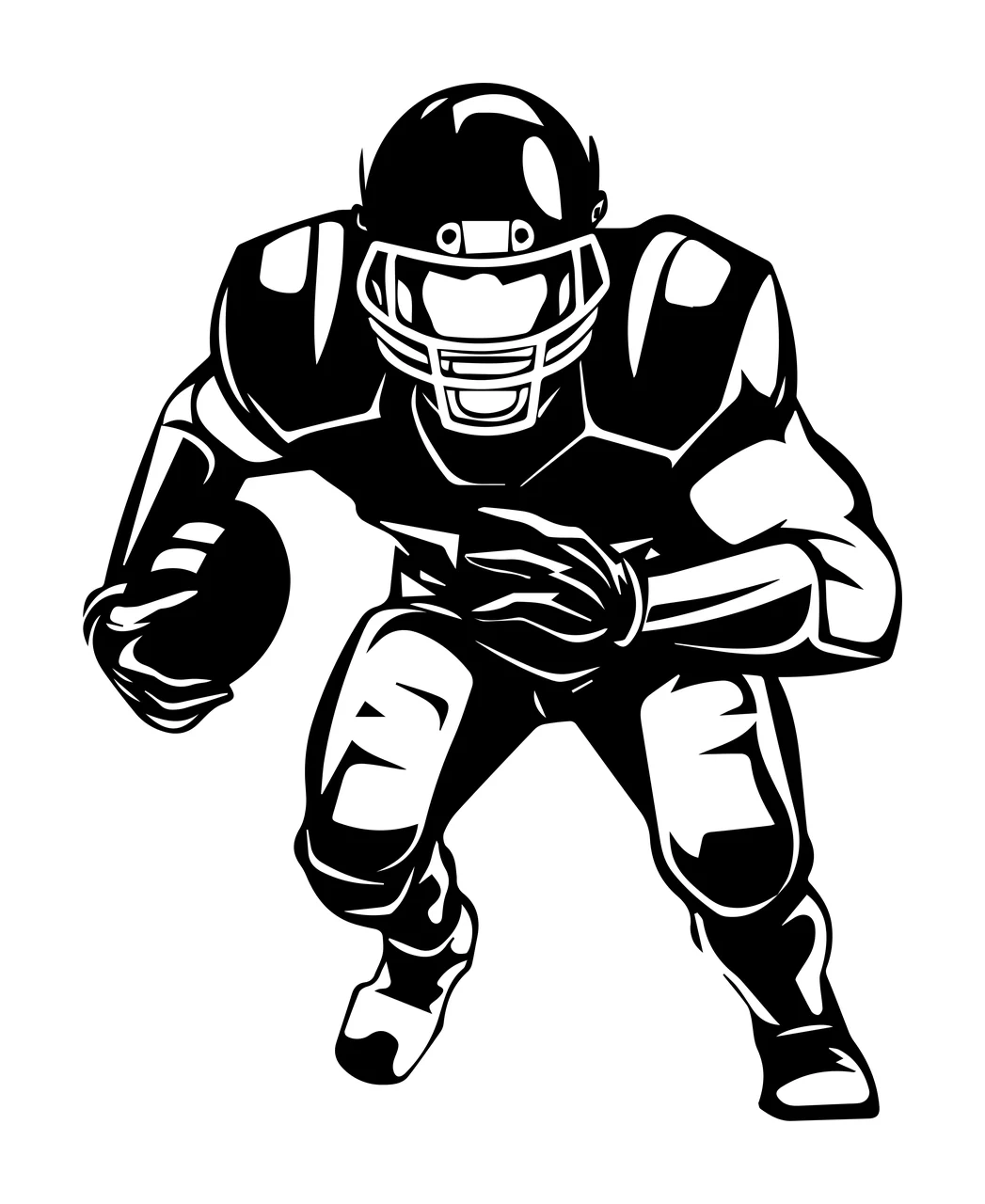 Football Player Running With Ball helmet stencil illustration