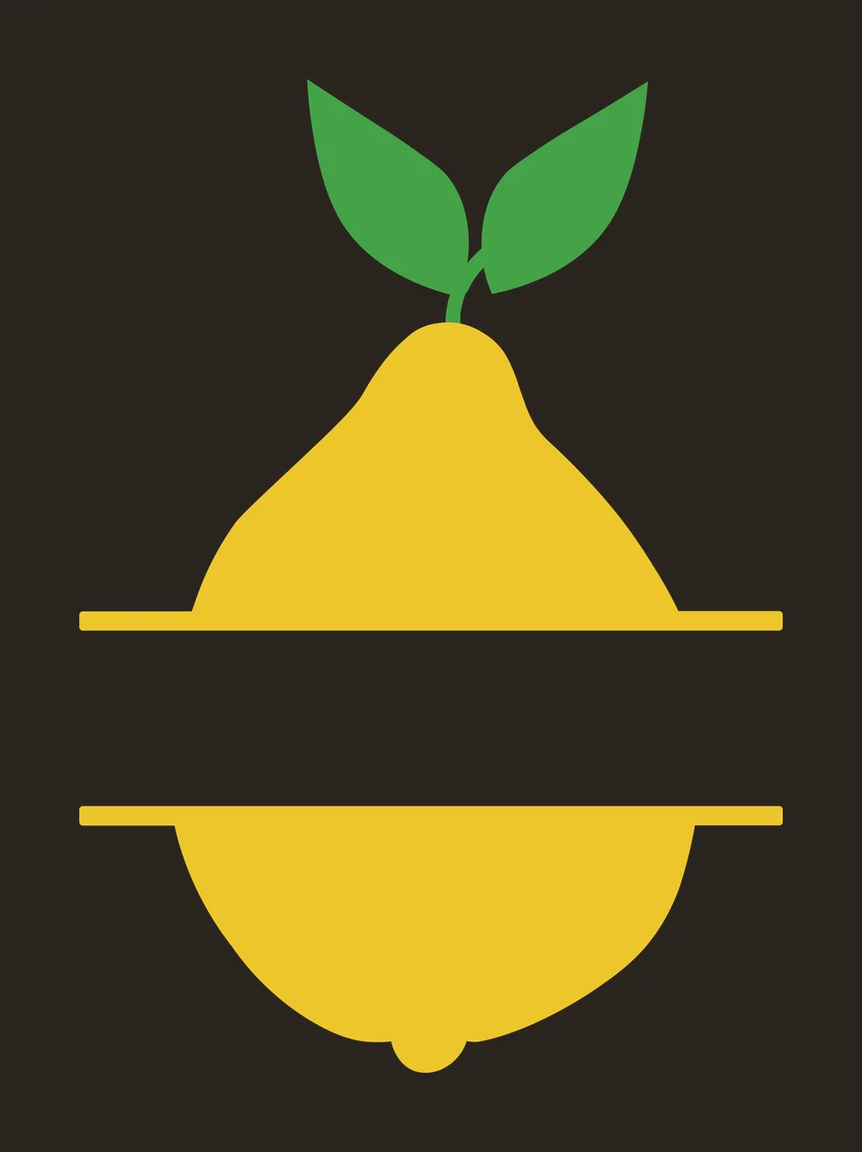 Keychain Split Pear Fruit Shape Icon leaves horizontal bars contrast preview thumbnail