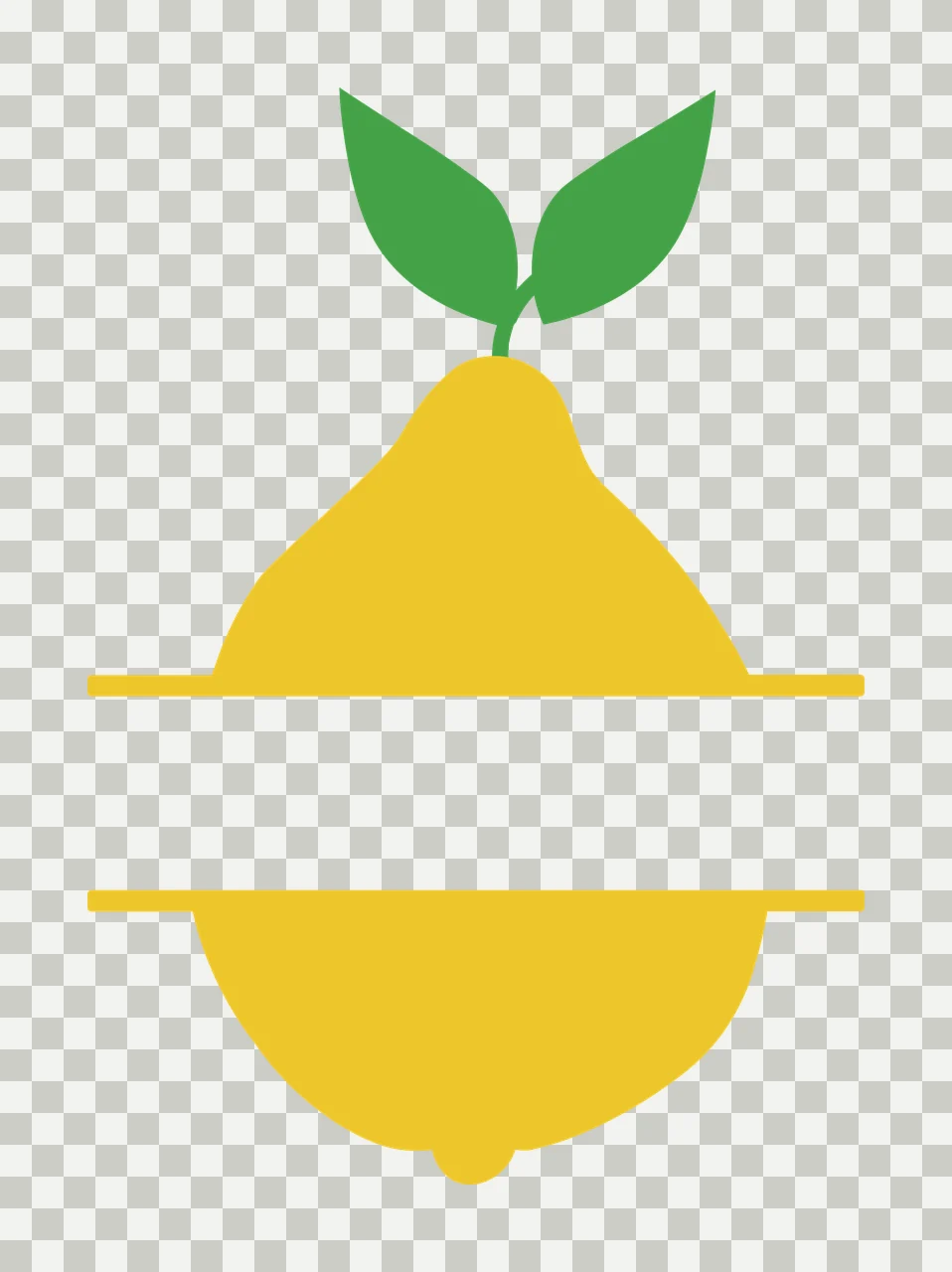 Keychain Split Pear Fruit Shape Icon leaves horizontal bars transparency and detail preview thumbnail