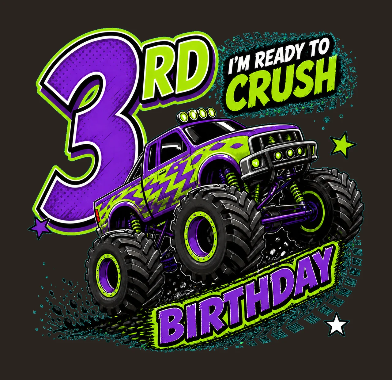 Monster Truck Birthday Ready to Crush 3rd Birthday contrast preview thumbnail