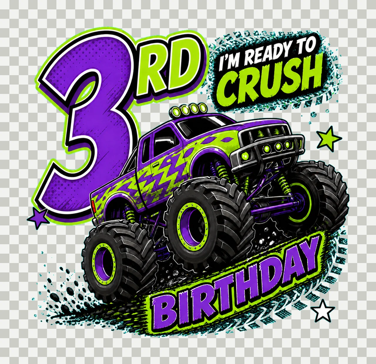 Monster Truck Birthday Ready to Crush 3rd Birthday transparency and detail preview thumbnail