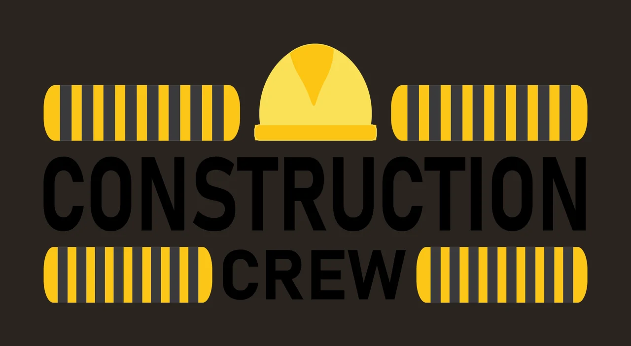 Construction Crew Text With Helmet bars black white safety contrast preview thumbnail