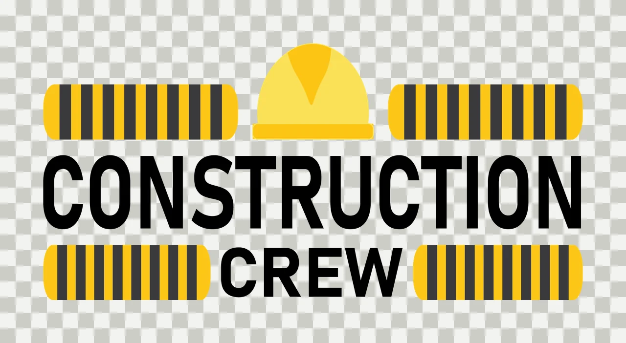 Construction Crew Text With Helmet bars black white safety transparency and detail preview thumbnail