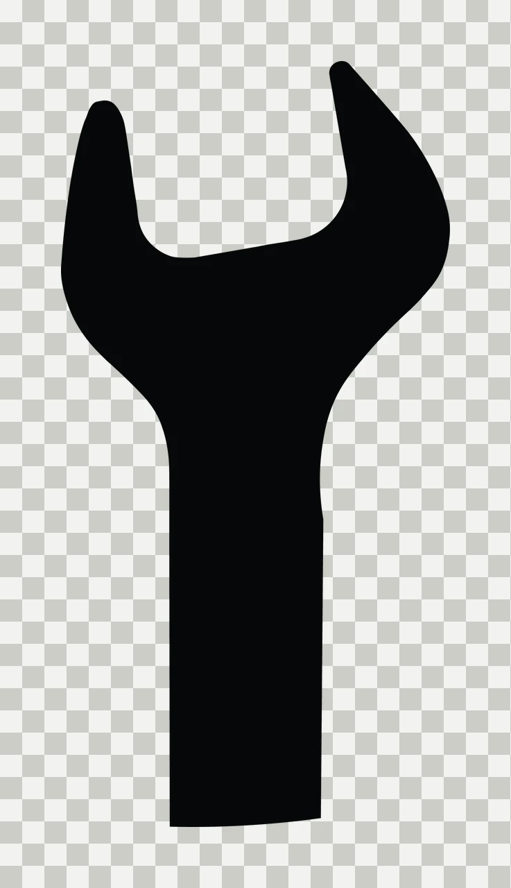 Black Silhouette Of An Open Ended Wrench Tool head mechanic transparency and detail preview thumbnail