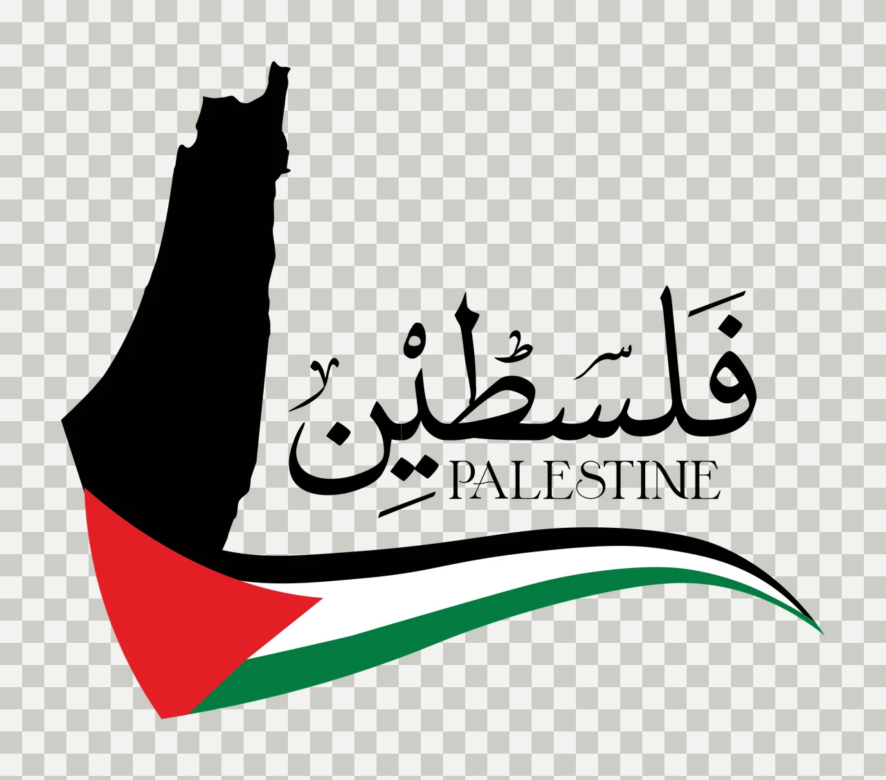 Palestine Text With Map Shaped Silhouette shape black plain transparency and detail preview thumbnail