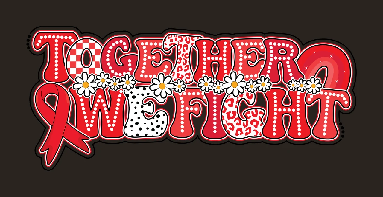 Ribbon Together One Fight Bubble Lettering spelling phrase contrast preview thumbnail