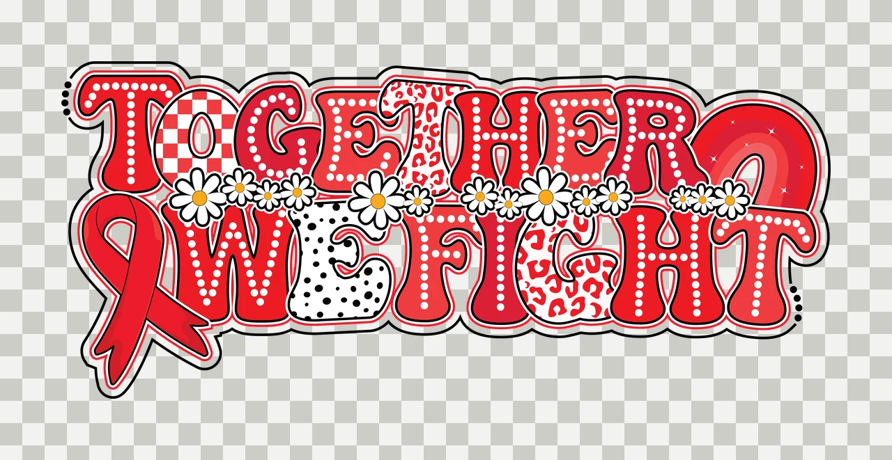 Ribbon Together One Fight Bubble Lettering spelling phrase transparency and detail preview thumbnail