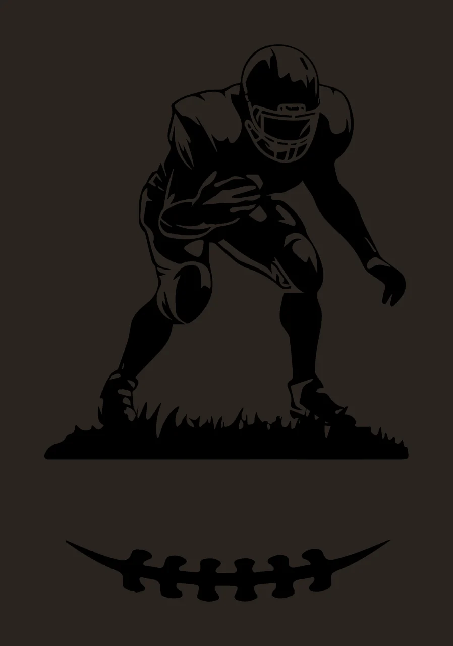 Football Player Silhouette With Ball Graphic American ready position contrast preview thumbnail