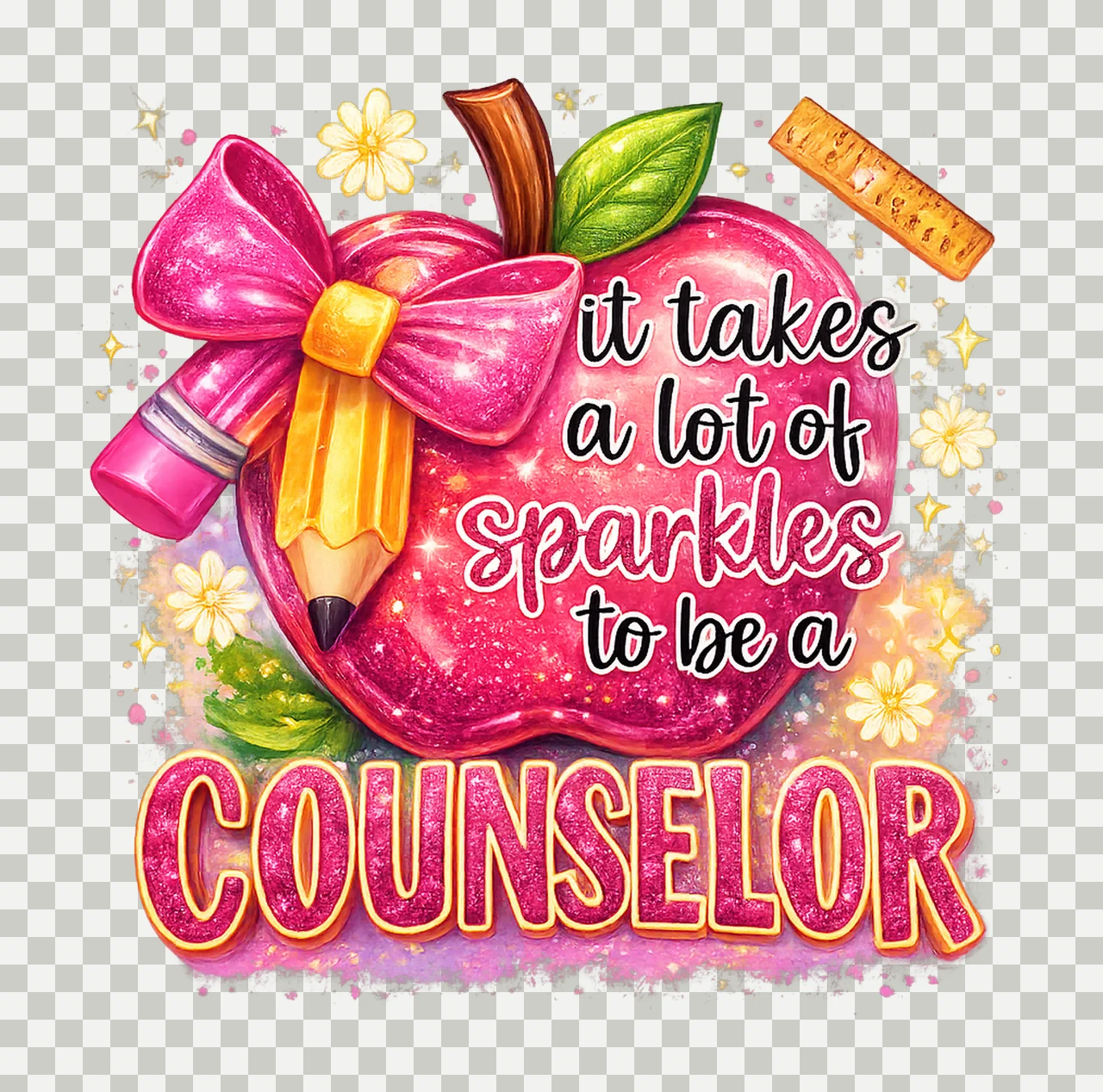Counselor School Counselor Sublimation Sparkle Design transparency and detail preview thumbnail