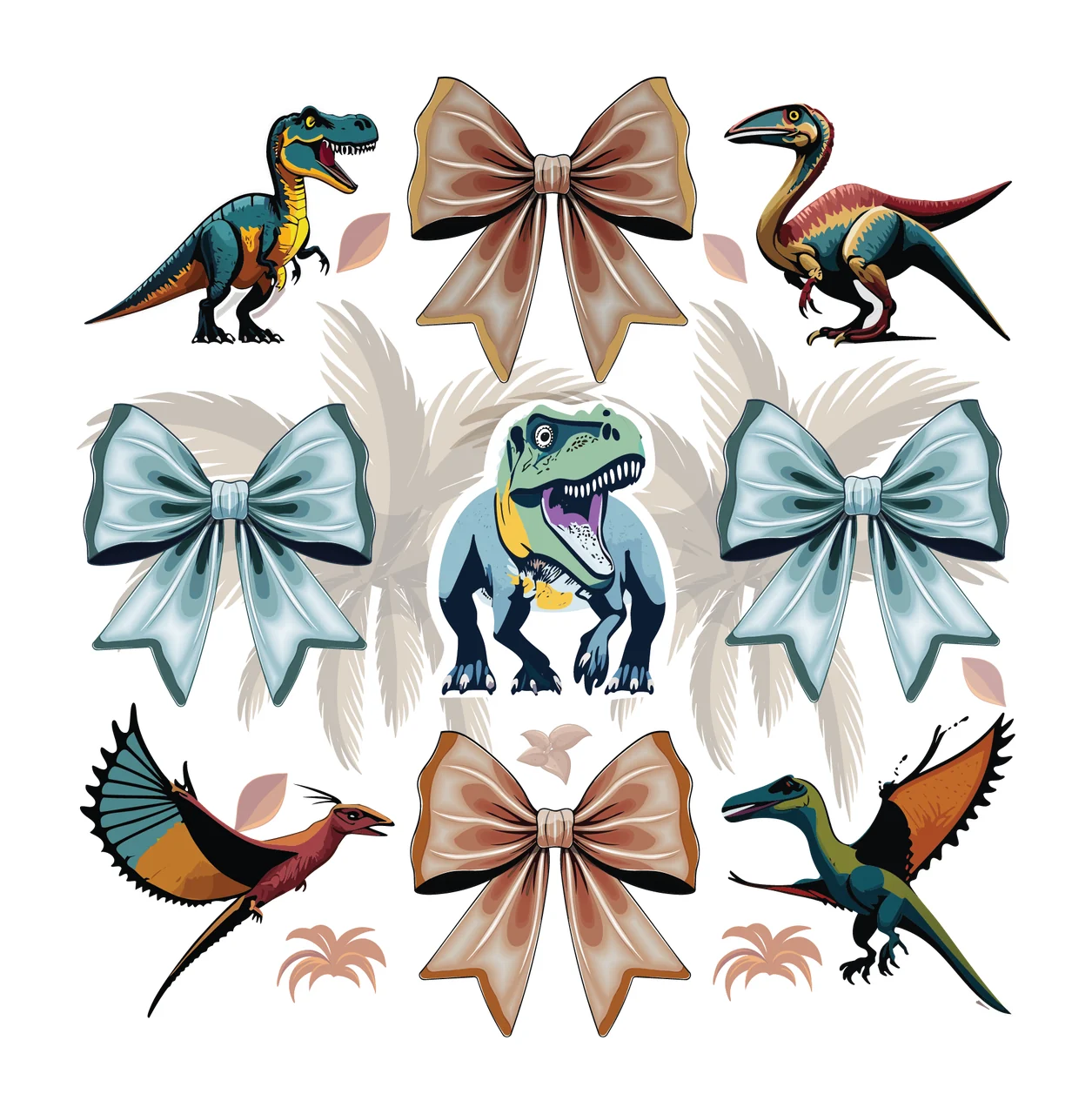 Dinosaurs Dinosaur Silhouettes With Bow Ties tie palm leaf