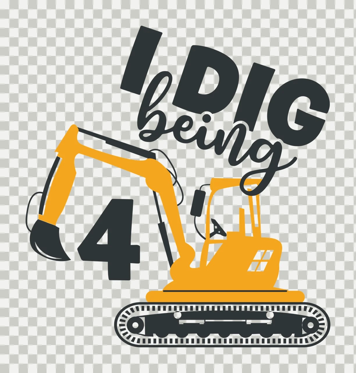 I Dig Being 4 Excavator Illustration number graphic silhouette transparency and detail preview thumbnail