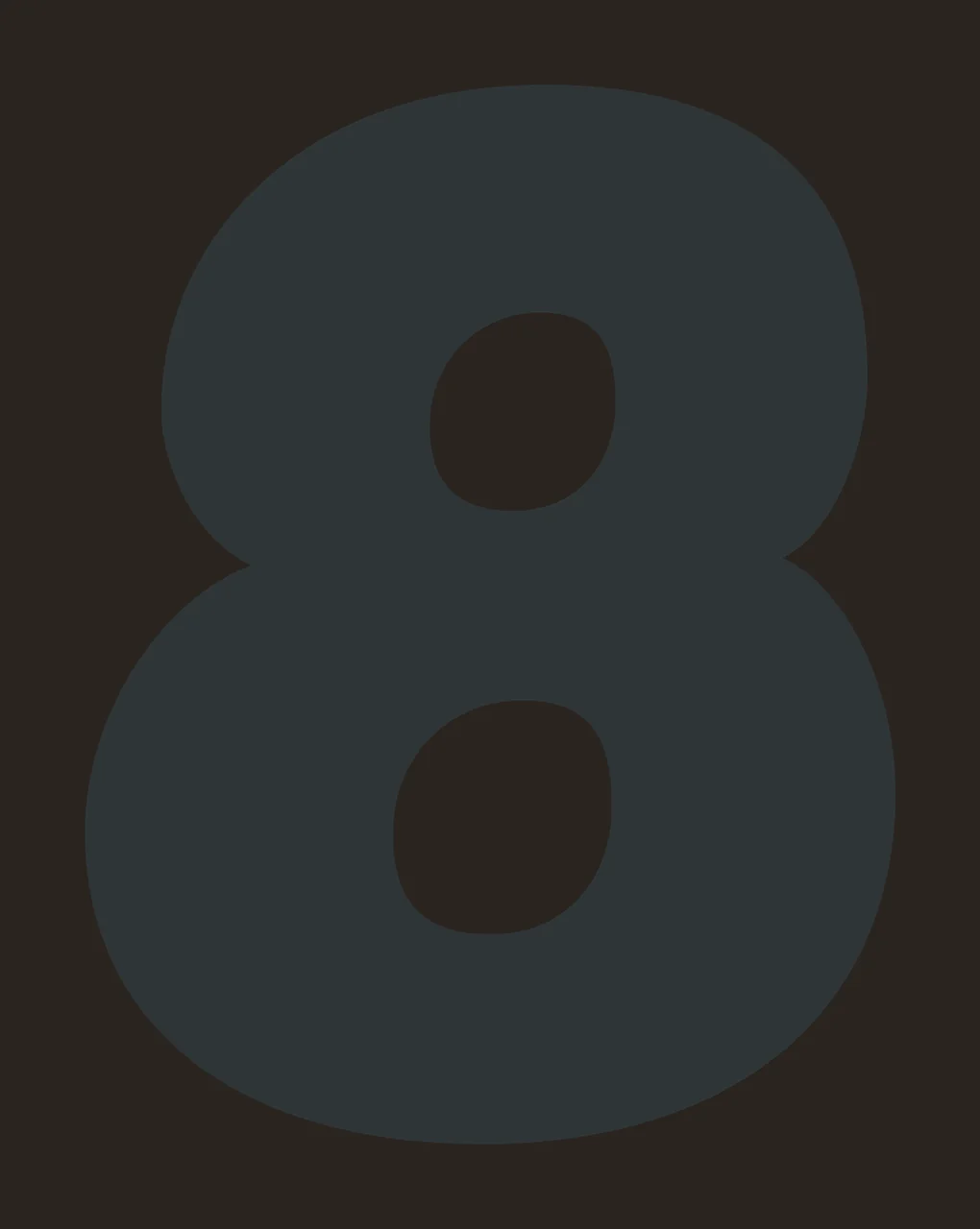 Number 8 Eight Black Silhouette bold plain white typography contrast preview thumbnail