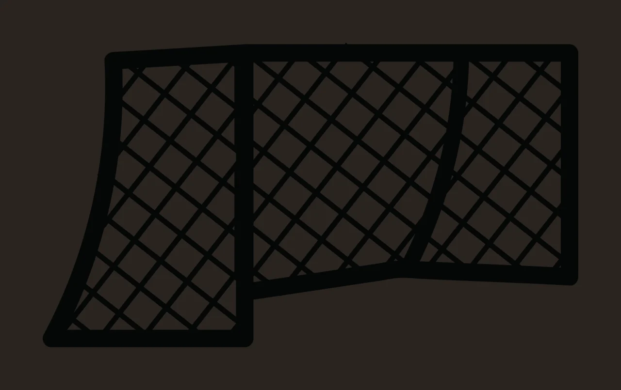 Empty Sports Goal Net Frame standing mesh outline black and white contrast preview thumbnail