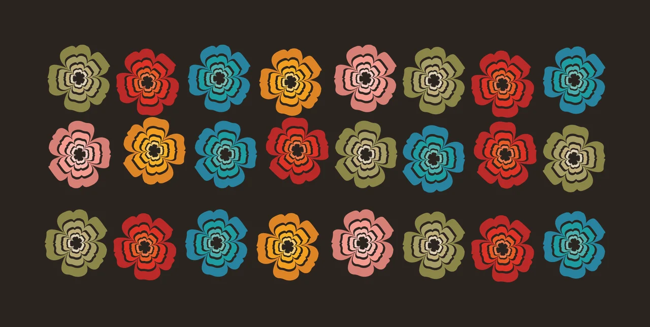 Can Glass Wrap Grid Of Repeating Flower Shaped flowers layers contrast preview thumbnail