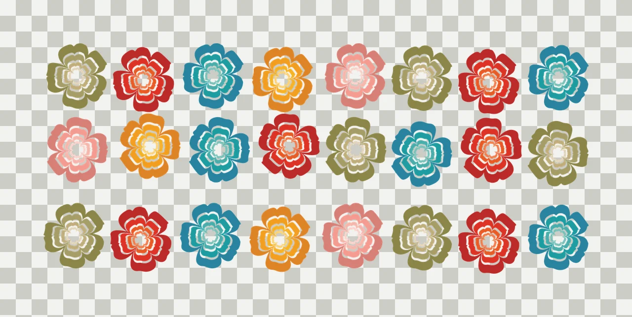 Can Glass Wrap Grid Of Repeating Flower Shaped flowers layers transparency and detail preview thumbnail