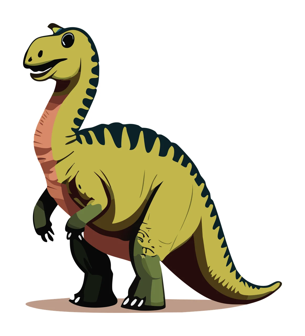 Dinosaur Side View With Curved Neck standing long tail legs