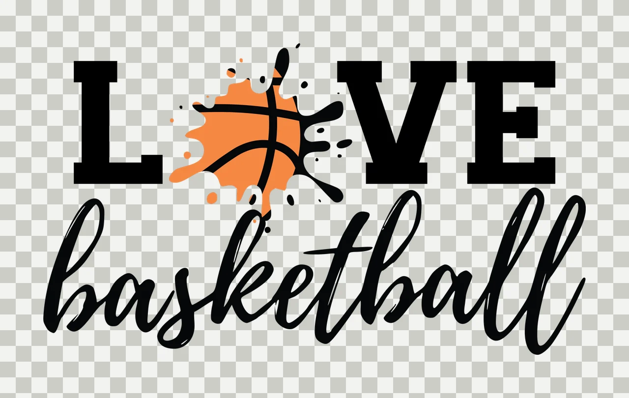 Love Basketball Black Text With A Central Ink and splatter transparency and detail preview thumbnail