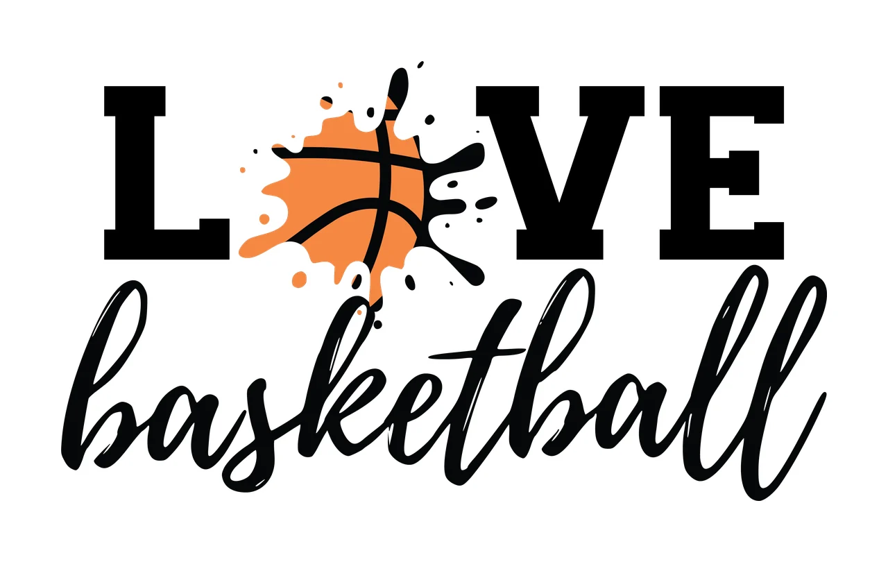 Love Basketball Black Text With A Central Ink and splatter