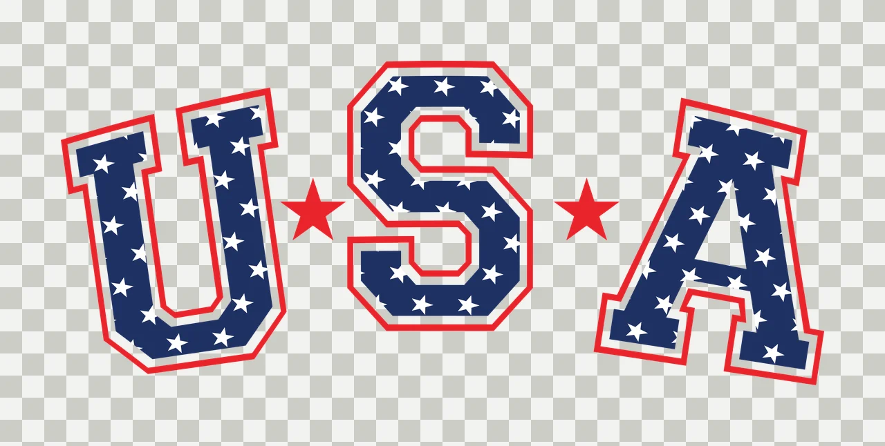 Usa Star U S A Text With Pattern Curving Stars Letters Typography transparency and detail preview thumbnail