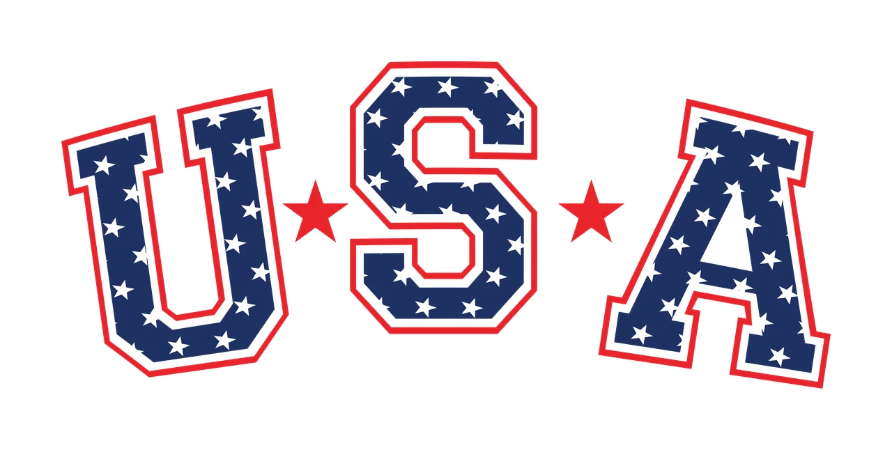 Usa Star U S A Text With Pattern Curving Stars Letters Typography