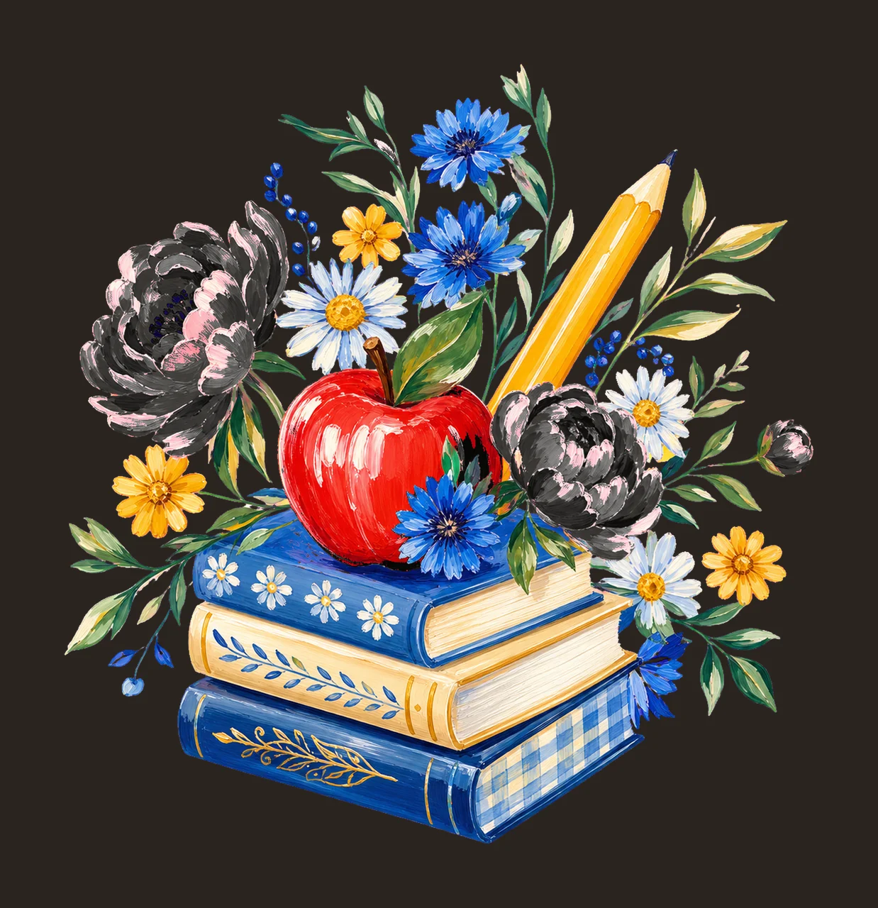 Floral Teacher Pencil Coquette Back To School Variation A contrast preview thumbnail