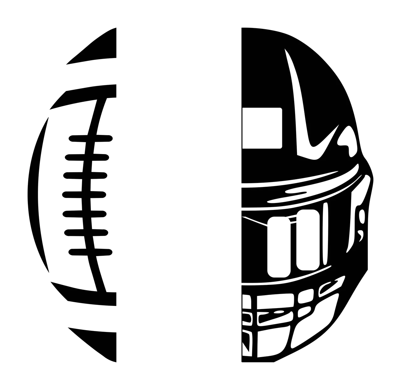 Football And Sports Helmet Split Icon ball graphic black white
