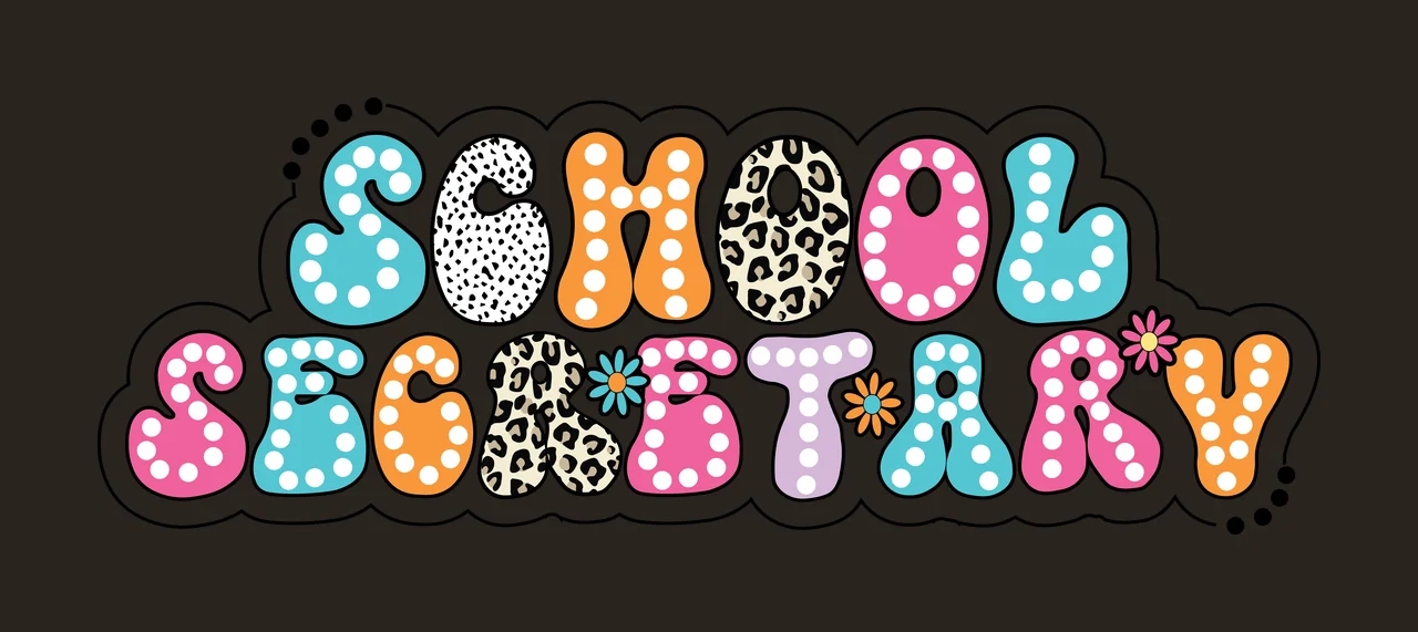 School Secretary Bubble Font Design typography display flower icons contrast preview thumbnail