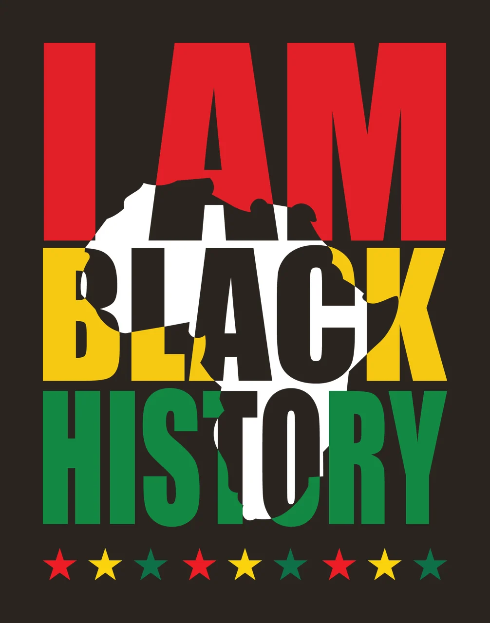 I Am Black History Typography Icon map overlay stars minimalist contrast preview thumbnail