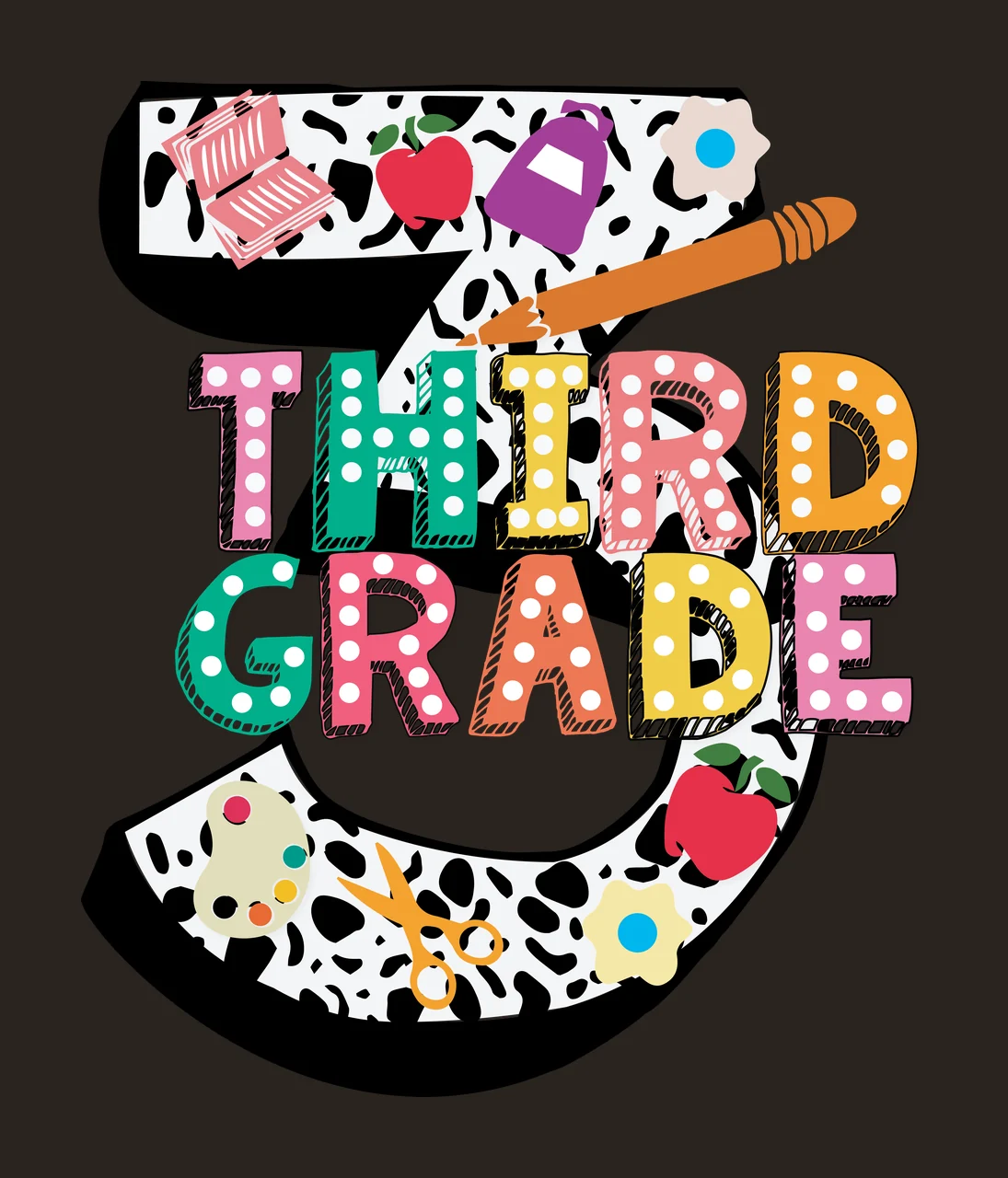 3Rd Grade Text With Pencil Icon number written 3 sketch black contrast preview thumbnail