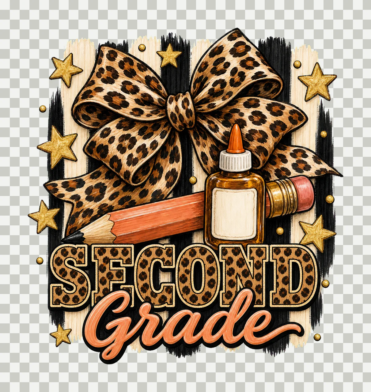 Leopard Coquette Pencil Back To School Pre Variation E transparency and detail preview thumbnail