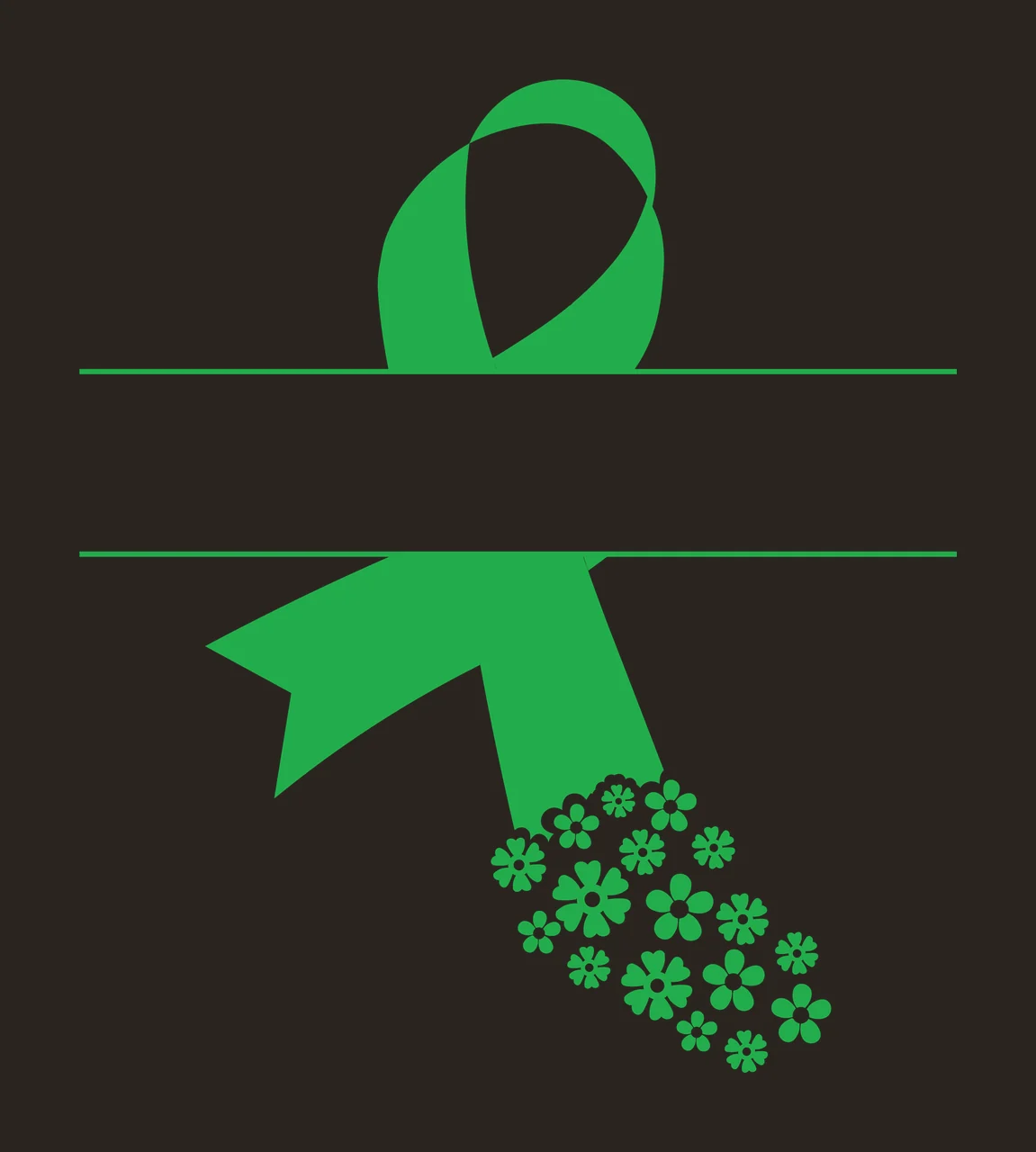 Awareness Ribbon With Floral And Silhouette In Black contrast preview thumbnail
