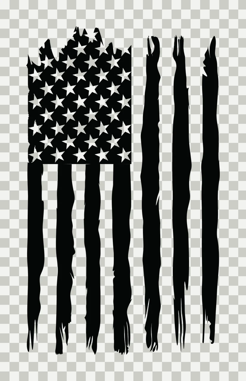 Flag Vertical Black And White With Distressed Brush stars Variation transparency and detail preview thumbnail