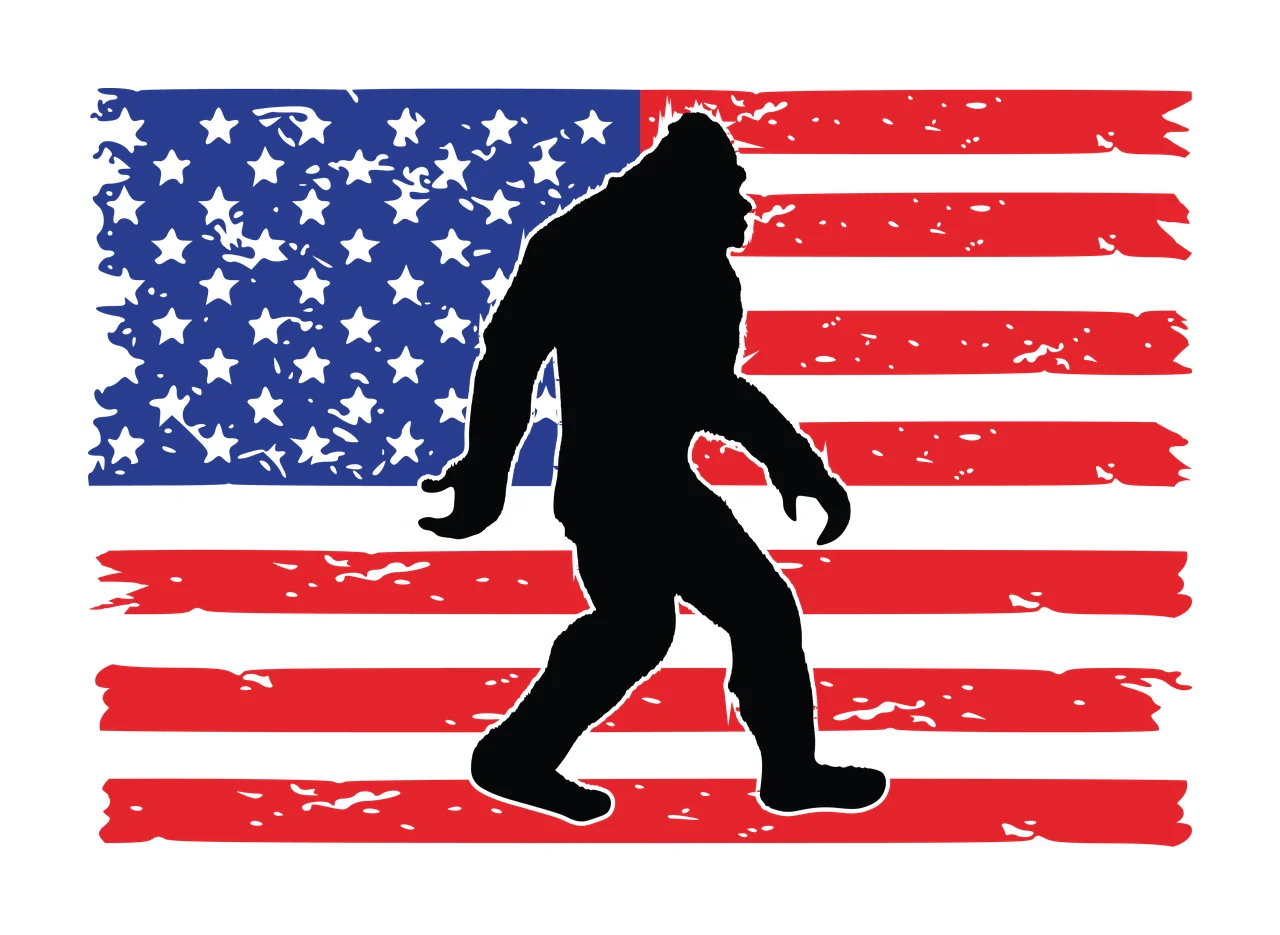 Flag Black Silhouette Of A Creature Walking Over stars Variation