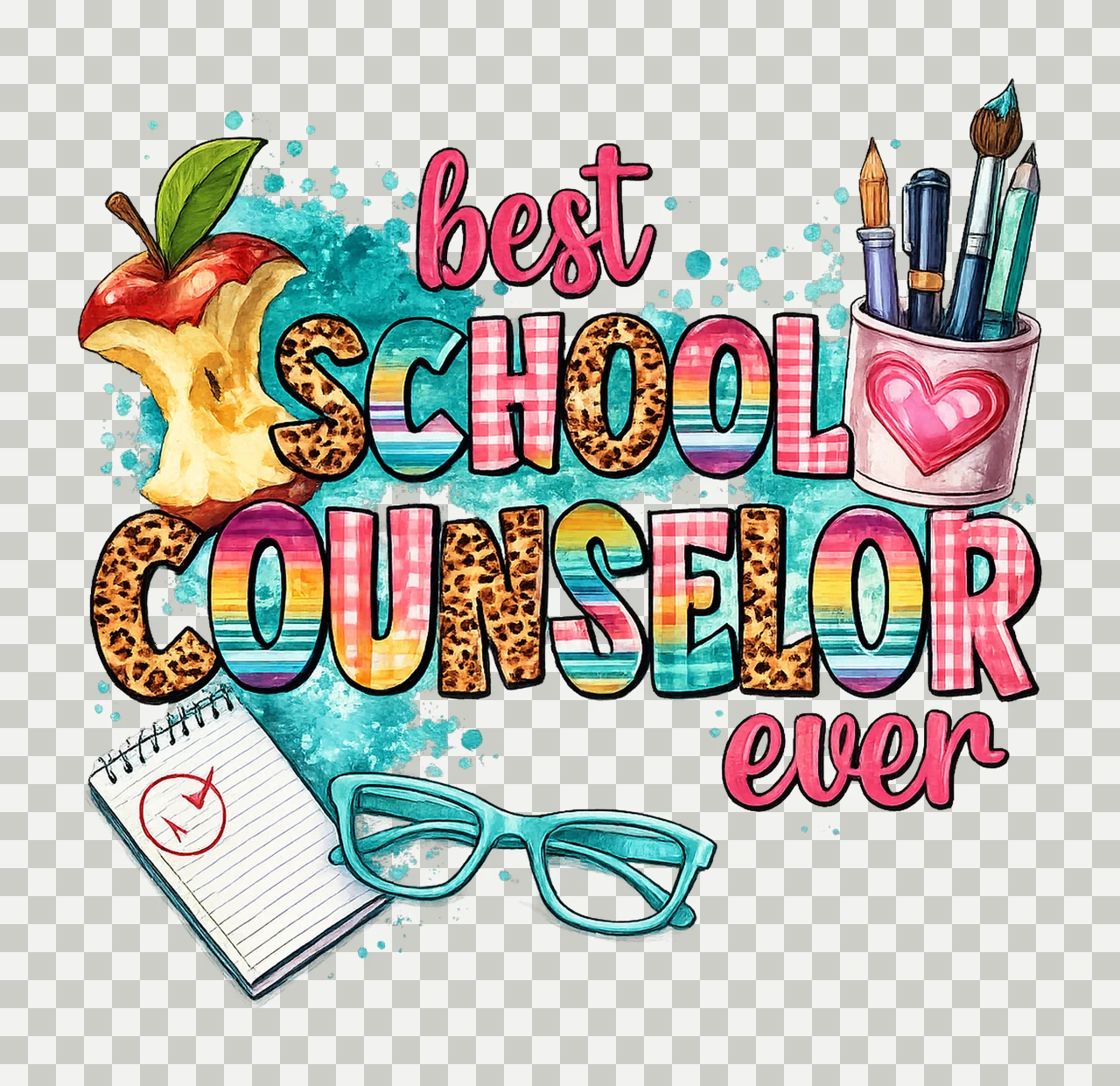 Best School Counselor Ever Sublimation Design Back to School transparency and detail preview thumbnail