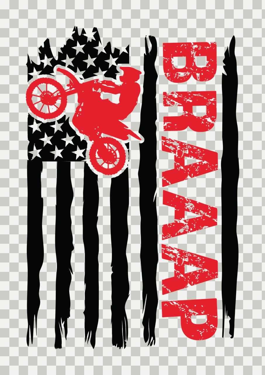 Braaap Flag Motorcycle Performing A Wheelie Over Vertical stars transparency and detail preview thumbnail