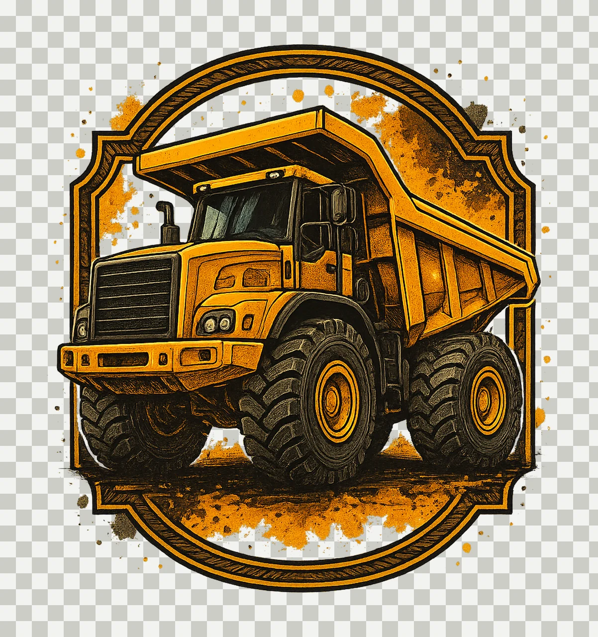 Watercolor construction truck Artwork dump truck kids shirt transparency and detail preview thumbnail