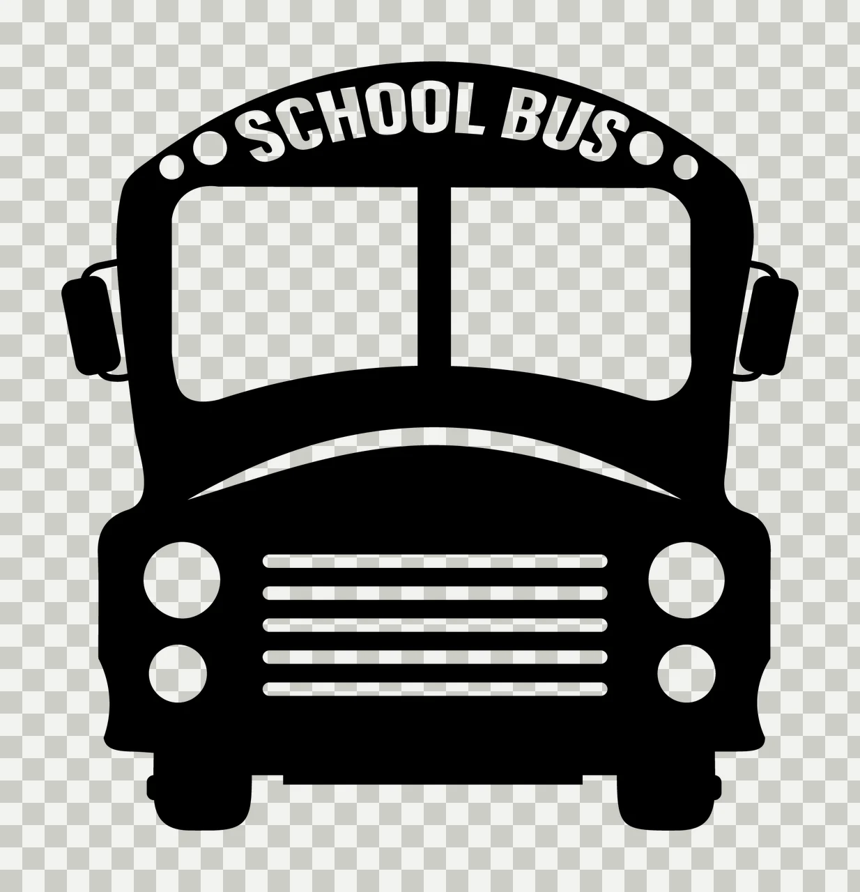 School Bus With Headlights And Grille transparency and detail preview thumbnail