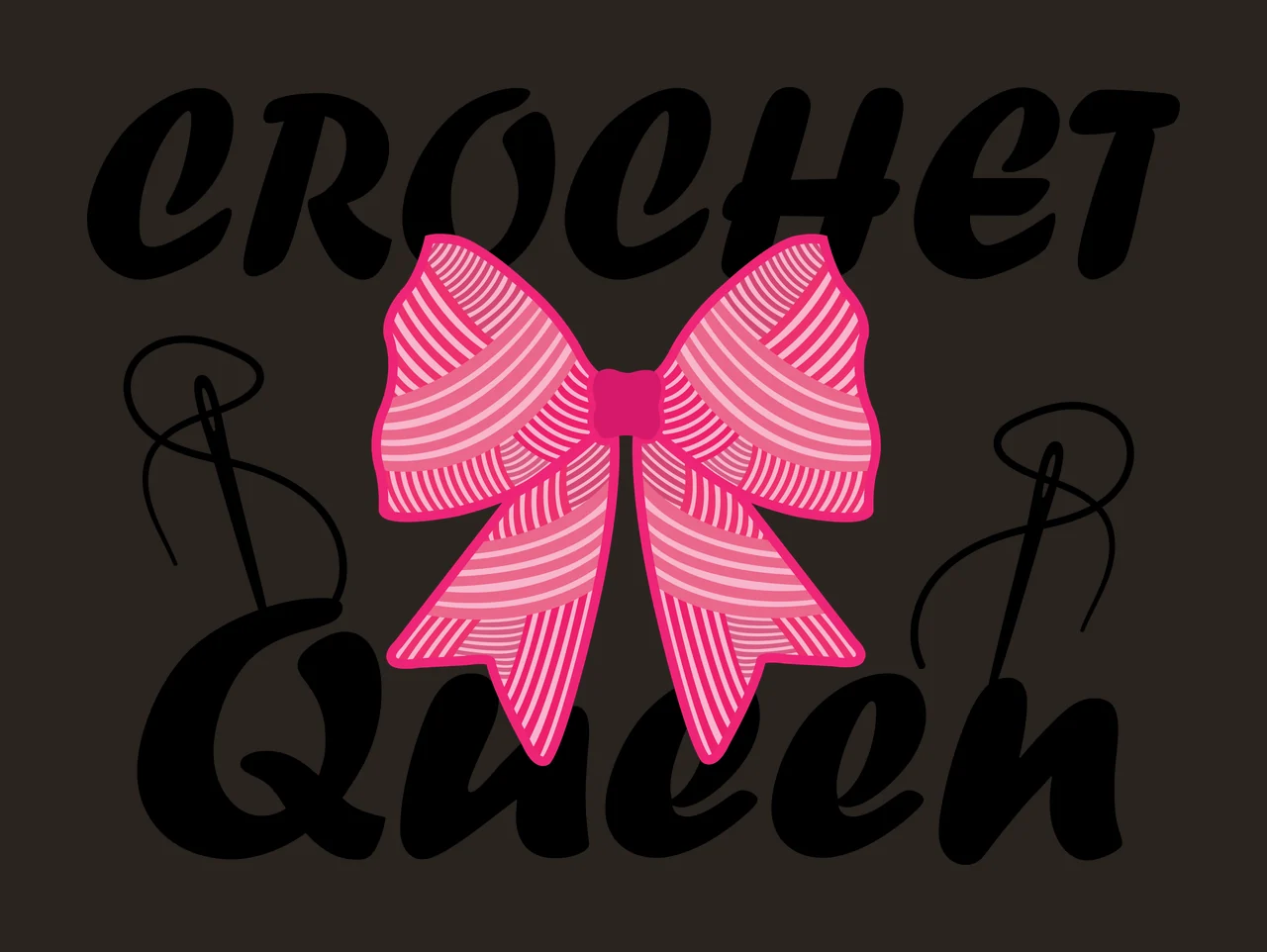 Crochet Queen With Hair Bow Icon text and graphic sewing needles contrast preview thumbnail