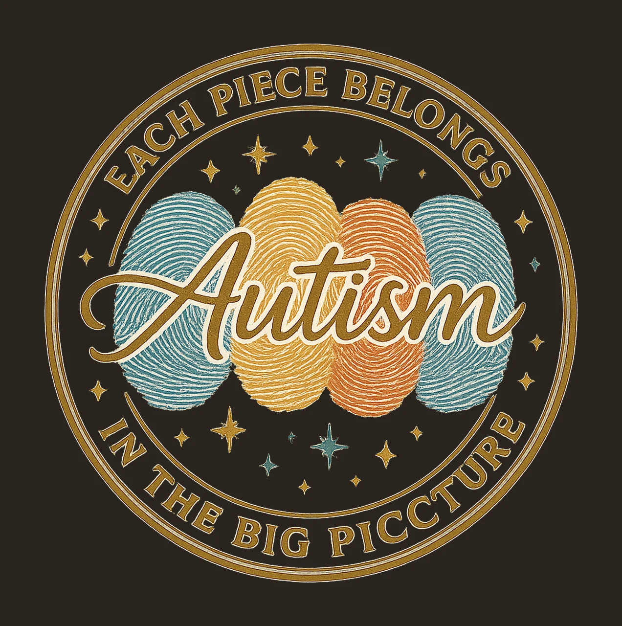 Autism Awareness Fingerprint Sublimation Design Autism contrast preview thumbnail