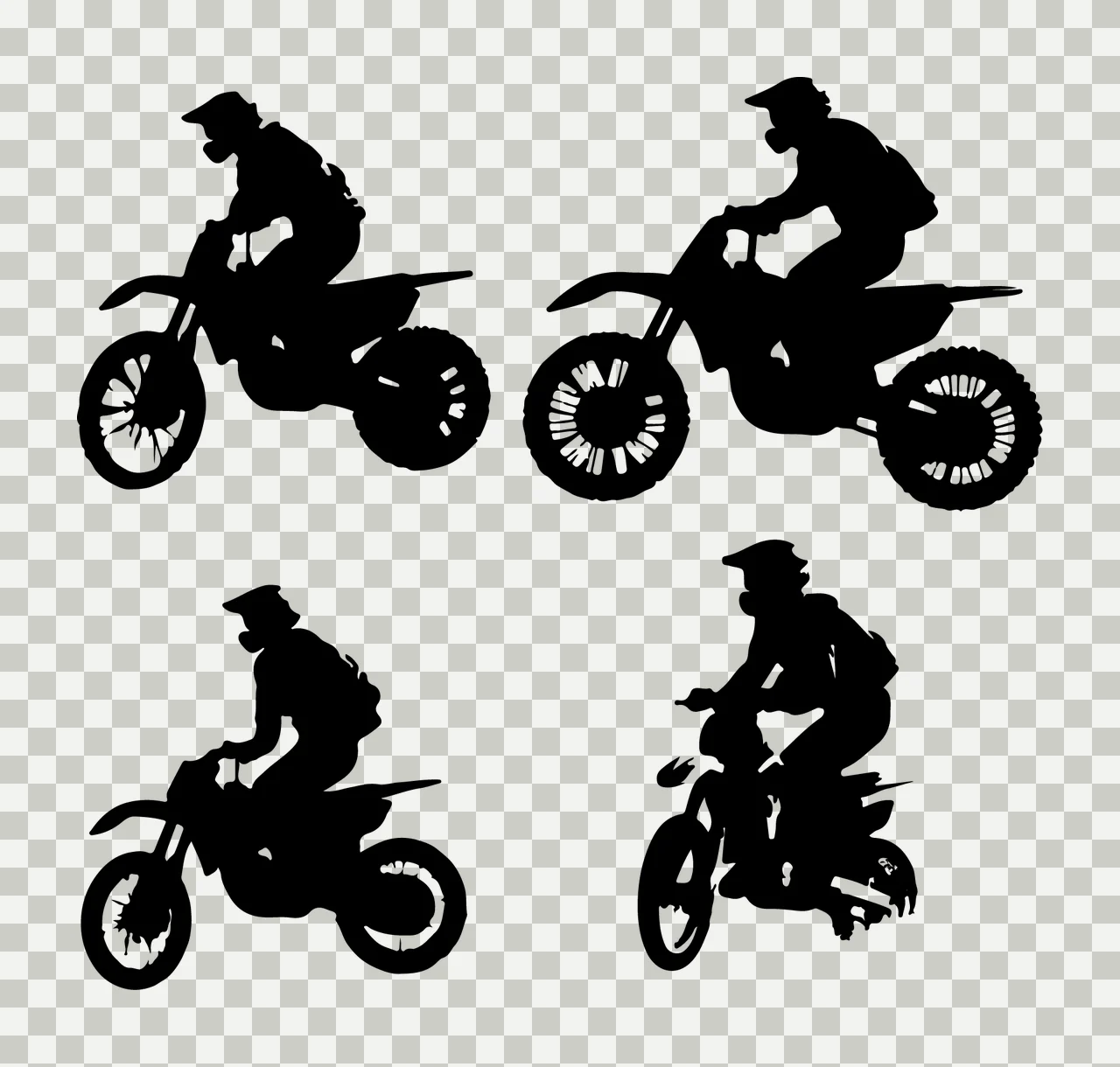 Motorcycle Rider Silhouettes In Various Poses Riding helmet transparency and detail preview thumbnail