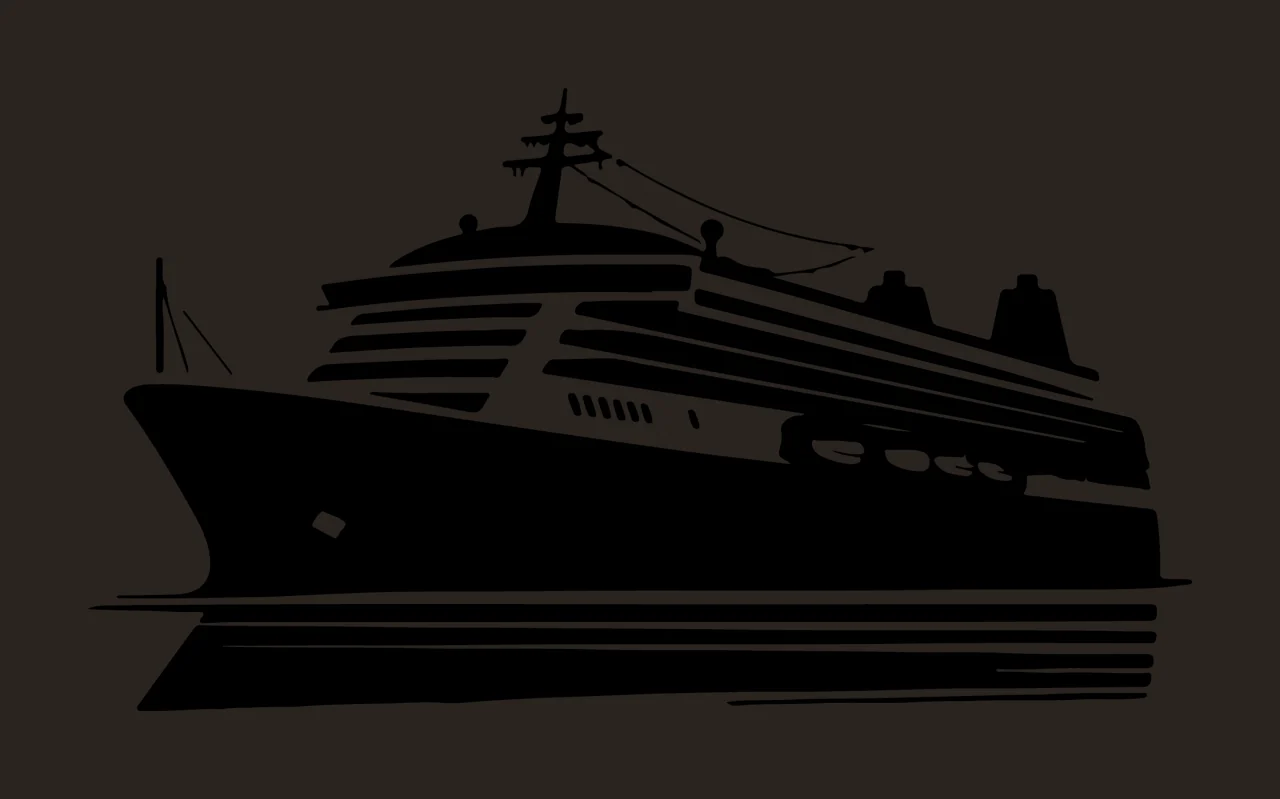 Cruise Ship Silhouette On Water sailing boat reflection masts contrast preview thumbnail