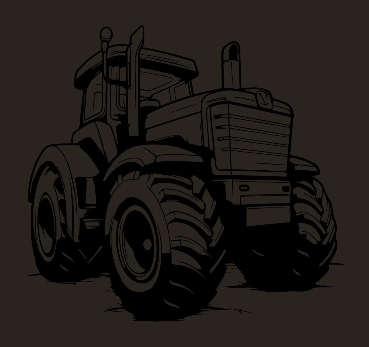 Sturdy Tractor With Large Treaded Wheels stationary exhaust pipe contrast preview thumbnail