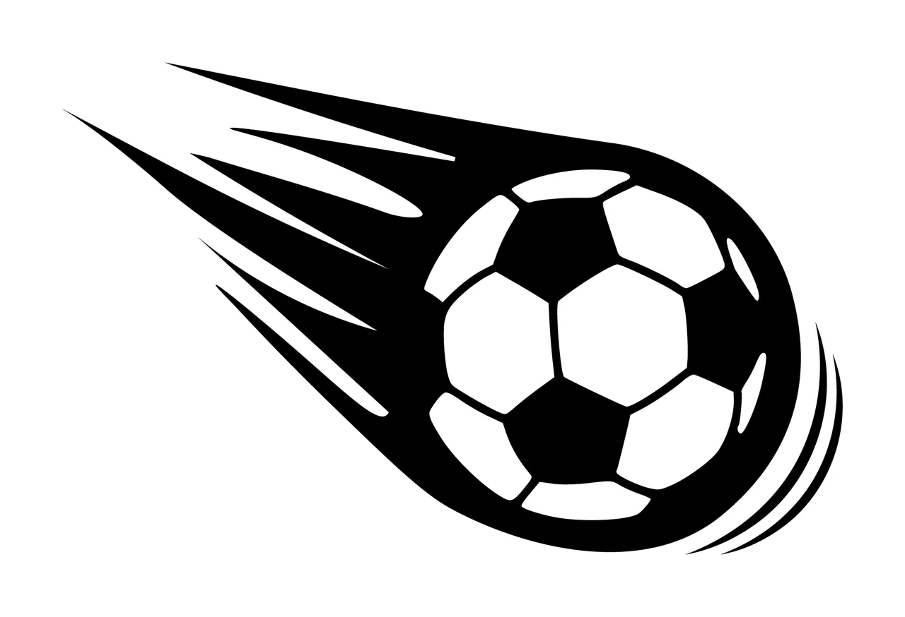 Soccer Flying Ball With Motion Lines black sports speed action