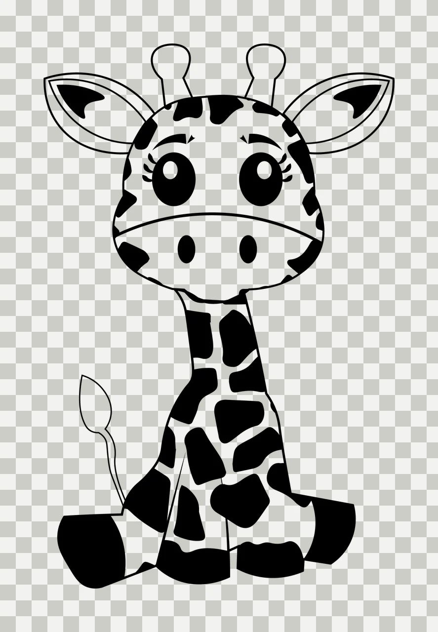 Animal Sitting Giraffe Cartoon Character Illustration spots transparency and detail preview thumbnail