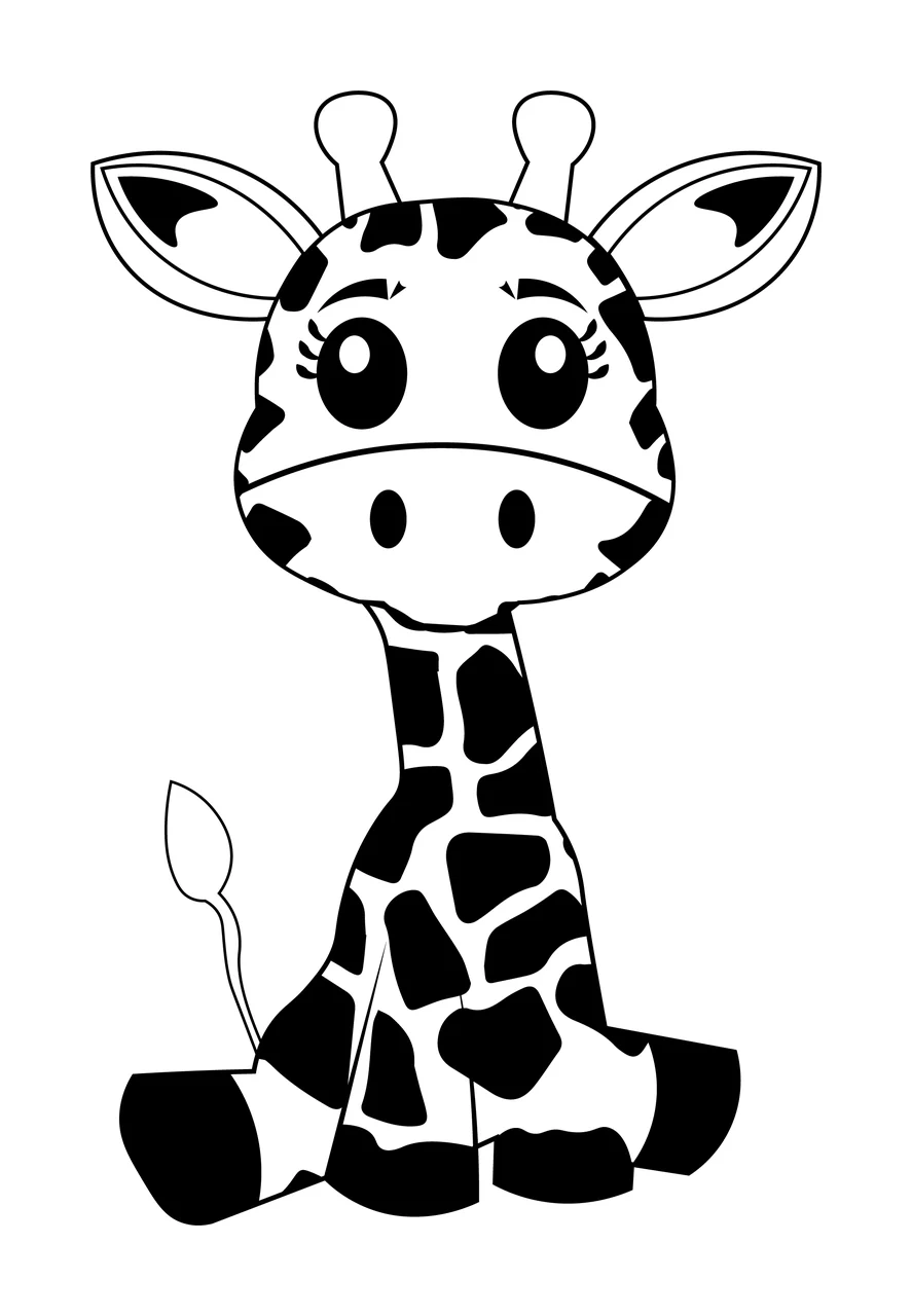Animal Sitting Giraffe Cartoon Character Illustration spots
