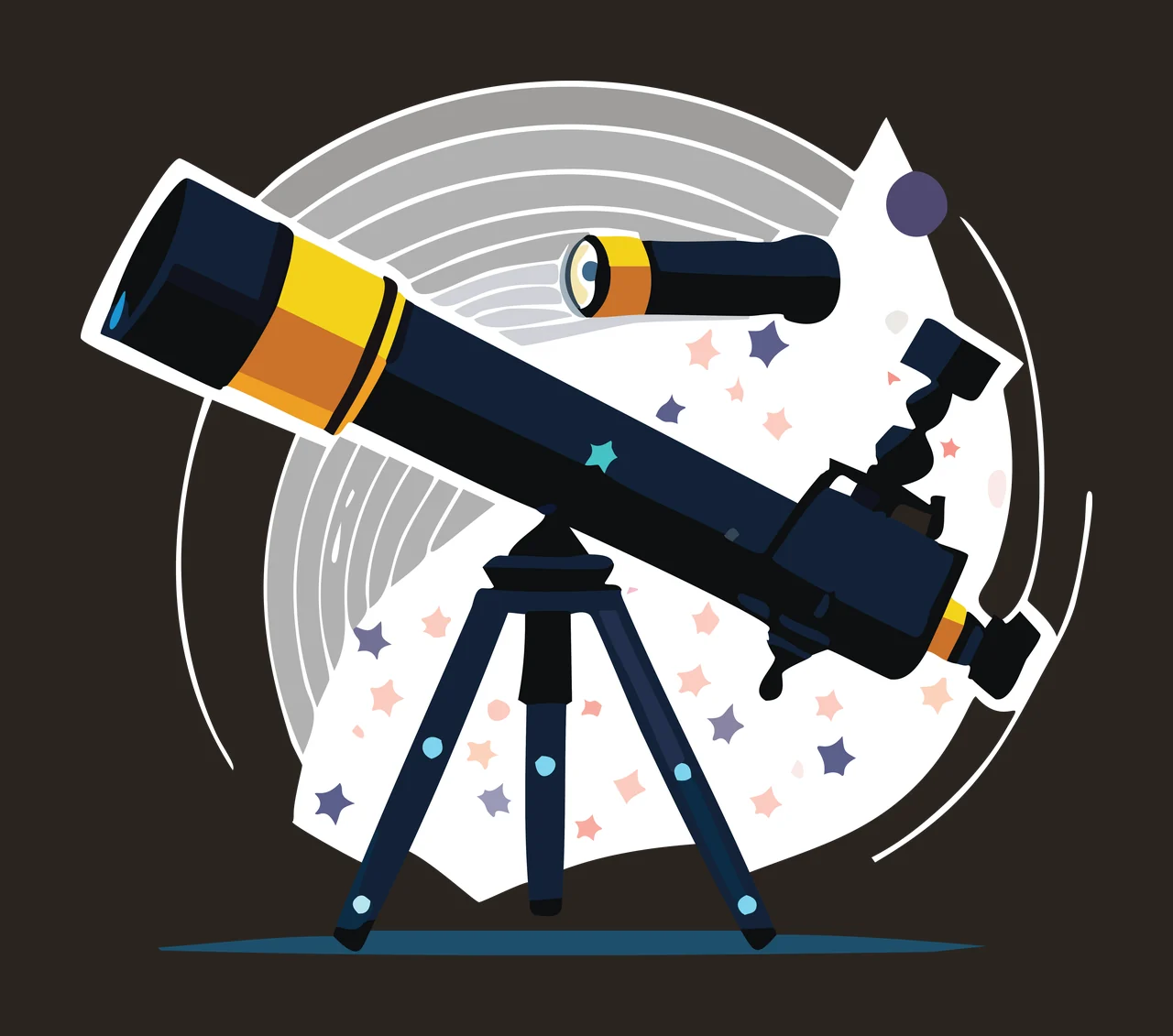 Telescope On Tripod Silhouette Graphic observing circle orbit contrast preview thumbnail