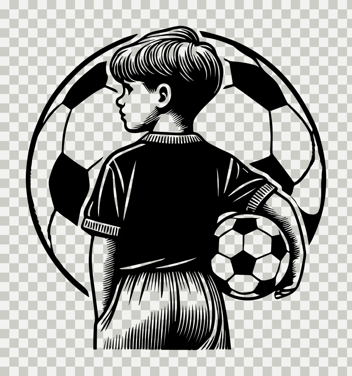 Soccer Ball Player Holding Portrait Silhouette person black transparency and detail preview thumbnail