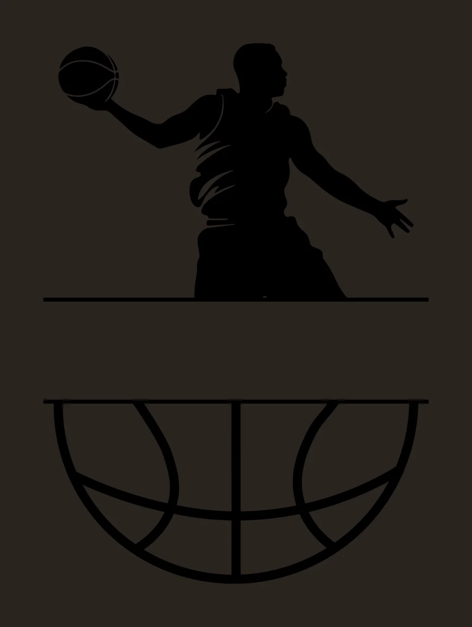 Basketball Player Silhouette Above A Split Ball Name shooting contrast preview thumbnail